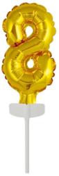  Arany Gold 8-as szám fólia lufi tortára 13 cm (DPA9912682)