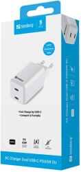 Sandberg Hálózati töltő, AC Charger Dual UDB C PD 65W EU PC (441-56)