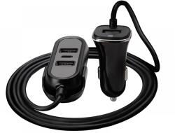 Tracer Autós töltő hosszabbítóval 3xUSB 18W fekete (TRAADA46351)