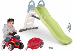 Smoby Set tobogan cu dublu val și babytaxiu cu sunete Funny Toboggan Life Smoby cu remorcă (SM820405-4)