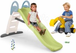 Smoby Set tobogan cu dublu val și excavator cu scaun Funny Toboggan Life Smoby lungimea suprafeței de alunecare 200 cm cu conectare la apă (SM820405-3)