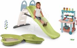 Smoby Set tobogan cu dublu val și nisipar cu apă Funny Toboggan Life Smoby lungimea suprafeței de alunecare 200 cm și stand cu înghețată și vafe (SM820405-1)