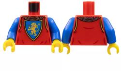 LEGO® 973pb4840c01c5 - LEGO piros minfigura felső test, sárga kezek, kék karok, oroszlános címer mintával (973pb4840c01c5)