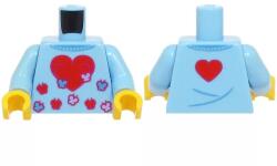 LEGO® 973pb6014c01c105 - LEGO élénk világoskék minfigura felső test, sárga kezek, színes pillangók és piros szívek mintával (973pb6014c01c105)