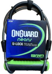 OnGuard Neon 8154 U-lakat, 230x115x13 mm, vázkonzollal, 1200x10 mm-es sodronnyal, fekete-zöld
