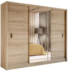 EMS SABRINA gardróbszekrény tükörrel, 250x215 cm, sonoma tölgy OSLO 250 Sonoma (MT0041)