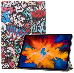 Gigapack GT_102460 Tok álló, bőr hatású (aktív FLIP, oldalra nyíló, TRIFOLD asztali tartó funkció, graffiti minta) SZÍNES [Lenovo Tab P11 Pro (TB-J706F)] (GT_102460)