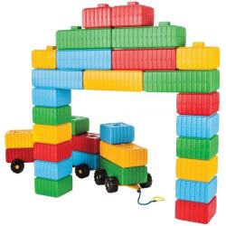 Pilsan Jucarie Pilsan Cuburi de construit Brick Blocks and Car Set 43 piese (PL-03-251) - ookee