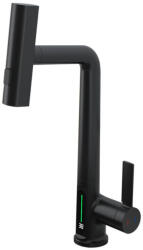 Welland FH-3428E-5 mosogató smart csaptelep - kihúzható multifunkciós fej - vízhőfok kijelző (fekete)