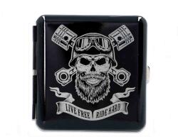 Padonio Gentelo fém cigaretta tárca 20 szál cigarettának - Live Free Ride Hard koponya mintával (DM-5-8045-4)