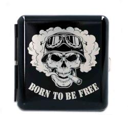 Padonio Gentelo fém cigaretta tárca 20 szál cigarettának - Born to be Free koponya mintával (DM-5-8045-3)