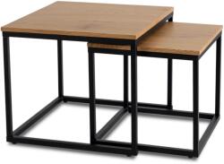 Klubfotel Modern dohányzóasztal szett CARMI, arany tölggyel és fekete vázzal