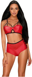 Obsessive Leatheria - bőr hatású melltartó szett (piros) - S/M (22149113111) - padlizsan