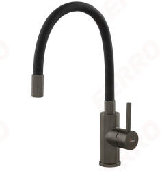 FERRO Zumba Inox- egykaros álló konyhai mosogató csaptelep hajlítható / flexibilis kifolyócsővel, gunmetal / gun metal - fekete színű, BZA4BSSGM