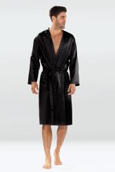 DKaren Christian férfi szatén fürdőköpeny, fekete, XXL