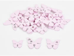 Fa pillangó - virágmintás, pink 30db/cs 4389P