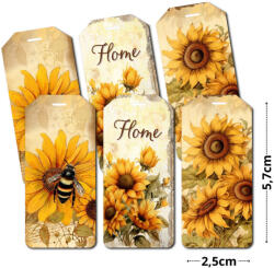  Nyomtatott dekorkarton - Napraforgós biléták 6db/csomag - papelito