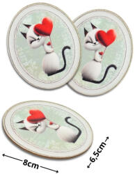 Nyomtatott dekorkarton - Valentin napi cica ovál tábla 3db/cs - papelito