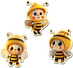  Nyomtatott dekorkarton - Méhecskék 3/cs 10*8cm 6742