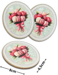 Nyomtatott dekorkarton - Macaron csokor ovál tábla 3db/cs - papelito