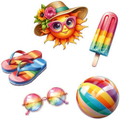  Nyomtatott dekorkarton - Nyári csomag színes 5db/csomag - papelito