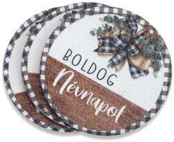 Fa nyomtatott tábla "Boldog Névnapot", színes 6cm 6656