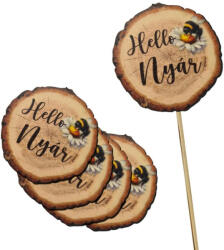  Nyomtatott dekorkarton - Hello Nyár faszelet méhecskés 5db/csomag - papelito