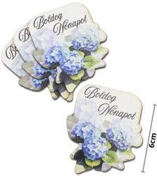 Nyomtatott dekorkarton - Boldog nőnapot virágos tábla - kék 4db/csomag - papelito