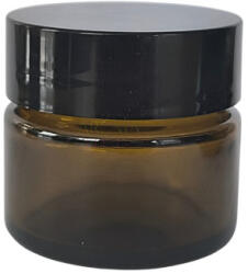  Barna üveg tégely, fekete kupakkal - 15 ml