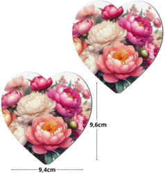  Nyomtatott fa tábla - Pünkösdi rózsás szív 9, 6cm 2db/csomag - papelito