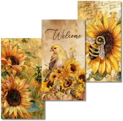 Nyomtatott dekorkarton - Napraforgós táblák 3db/csomag - papelito