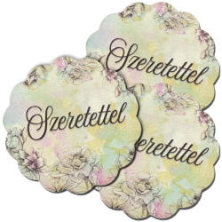  Nyomtatott fa tábla - Virágos tábla - Szeretettel 3db/csom - papelito