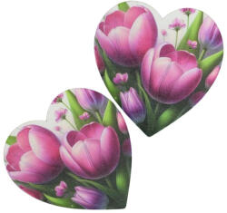  Nyomtatott fa tábla - Tulipános szív 10cm 2db/csomag - papelito