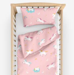 Goldea gyermek pamut ágyneműhuzat kiságyba - vidám egyszarvúak 90 x 130 és 40 x 60 cm