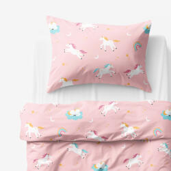 Goldea gyermek pamut ágyneműhuzat - vidám egyszarvúak 150 x 200 és 50 x 60 cm