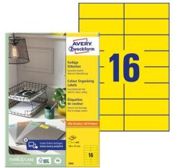 AVERY Etikett AVERY 3455 105x37mm univerzális sárga 1600 címke/doboz 100 ív/doboz (3455) - robbitairodaszer