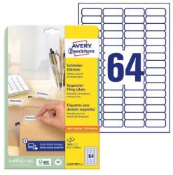 AVERY Etikett AVERY L6021REV-25 6021 45, 7x16, 9mm függőmappa címke 1600 címke/doboz 25 ív/doboz (L6021REV-25) - robbitairodaszer