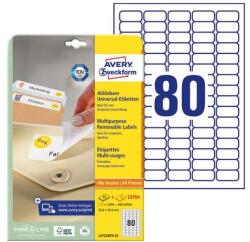 Avery Etikett AVERY L4732REV-25 35, 6x16, 9mm visszaszedhető 2000 címke/doboz 25 ív/doboz (L4732REV-25) - robbitairodaszer