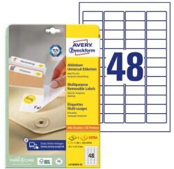 Avery Etikett AVERY L4736REV-25 45, 7x21, 2mm visszaszedhető 1200 címke/doboz 25 ív/doboz (L4736REV-25) - robbitairodaszer