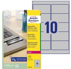 Avery Etikett AVERY L6012-20 96x50, 8mm laser ezüst 200 címke/doboz 20 ív/doboz (L6012-20) - robbitairodaszer