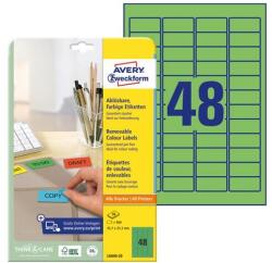 AVERY Etikett AVERY L6040-20 45, 7x21, 2mm univerzális visszaszedhető zöld 960 címke/doboz 20 ív/doboz (L6040-20) - robbitairodaszer