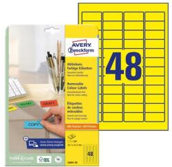 Avery Etikett AVERY L6041-20 45, 7x21, 2mm univerzális sárga 960 címke/doboz 20 ív/doboz (L6041-20) - robbitairodaszer