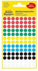 AVERY Etikett AVERY 3090 öntapadó jelölőpont vegyes 6 szín 8mm 416 jelölőpont/csomag (3090) - robbitairodaszer