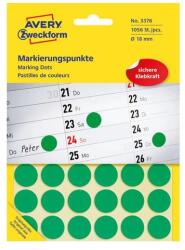 AVERY Etikett AVERY 3376 öntapadó jelölőpont zöld 18mm 1056 jelölőpont/csomag (3376) - robbitairodaszer