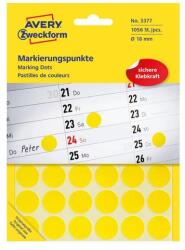 AVERY Etikett AVERY 3377 öntapadó jelölőpont sárga 18mm 1056 jelölőpont/csomag (3377) - robbitairodaszer