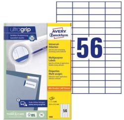 Avery Etikett AVERY 3668 52, 5x21, 2mm univerzális 5600 címke/doboz 100 ív/doboz (3668) - robbitairodaszer