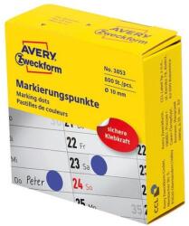 Avery Etikett AVERY 3853 öntapadó jelölőpont adagoló dobozban kék 10mm 800 jelölőpont/doboz (3853) - robbitairodaszer