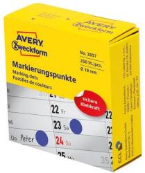 AVERY Etikett AVERY 3857 öntapadó jelölőpont adagoló dobozban kék 19mm 250 jelölőpont/doboz (3857) - robbitairodaszer