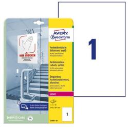 AVERY Etikett AVERY L8001-10 210x297mm antimikrobiális fehér 10 címke/doboz 10 ív/doboz (L8001-10) - robbitairodaszer