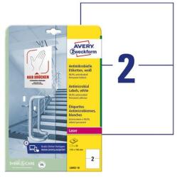 Avery Etikett AVERY L8002-10 210x148mm antimikrobiális fehér 20 címke/doboz 10 ív/doboz (L8002-10) - robbitairodaszer